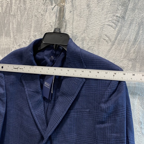 Polo Ralph Lauren Men's Blazer Tailored Glen Plaid Sport Coat Men 42R Navy Linen - Picture 11 of 15